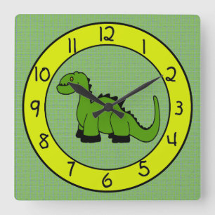 Horloge murale de dinosaure verte pour enfants
