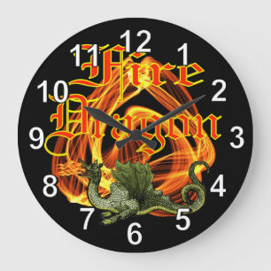 Horloge murale de dragon du feu