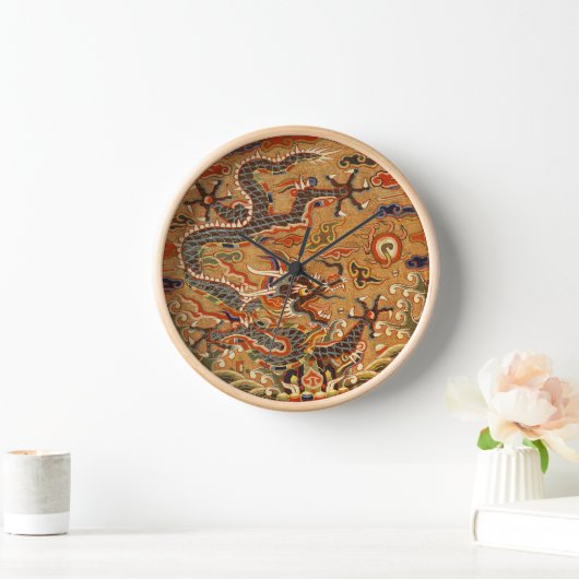 Horloge murale de dragon oriental chinois (Maison)