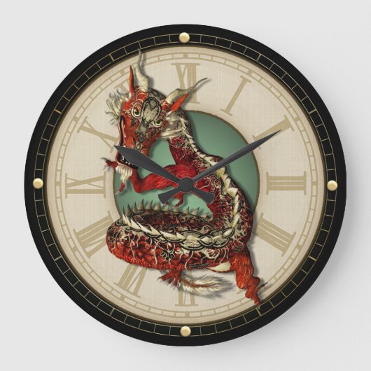 Horloge murale de Dragon Rouge Chinois (Recto)