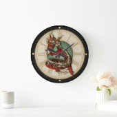 Horloge murale de Dragon Rouge Chinois (Maison)
