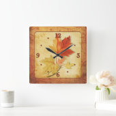 Horloge murale de feuille d'érables d'automne de (Maison)