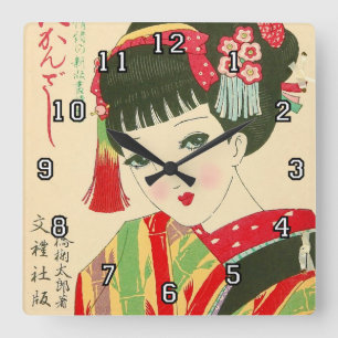 Horloge murale de fille de geisha