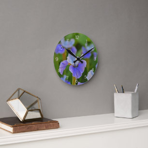 Horloge murale de Fleur Bleue Iris