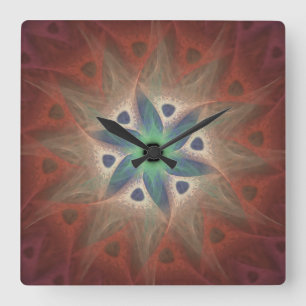 Horloge murale de fleur de turquoise sans nombres