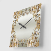 Horloge murale de fleurs blanches dorées (Angle)