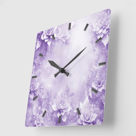Horloge murale de fleurs blanches violettes (Angle)