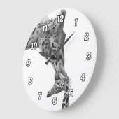 Horloge murale de girafe et de veau (Angle)