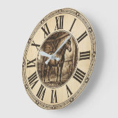 Horloge murale de grange à chevaux rustique | Déco (Angle)