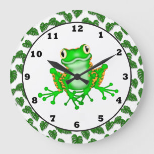 horloge murale de grenouille de l'arbre vert