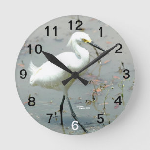 Horloge murale de héron blanc
