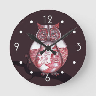 Horloge murale de hibou de saule rouge