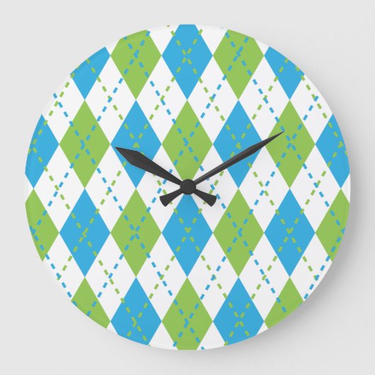 Horloge murale de Jacquard bleu et vert (Recto)