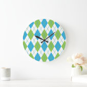 Horloge murale de Jacquard bleu et vert (Maison)