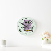 Horloge murale de la chouette et des fleurs (Maison)