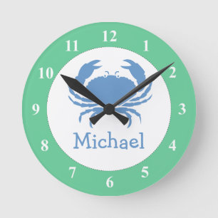 Horloge murale de la crabe bleue et nom de bébé