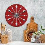 Horloge murale de la cuisine cuillère et fourche<br><div class="desc">Horloge murale de la cuisine avec une fourchette et une cuillère. Veuillez noter : il n'y a pas de fourches ou de cuillères réelles sur cette horloge,  c'est un design imprimé seulement.</div>