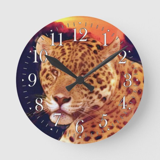Horloge murale de la faune du gros chat Jaguar tac (Recto)