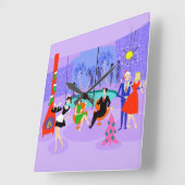 Horloge murale de la fête de Noël Tropicale Rétro (Angle)