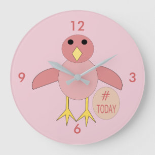 Horloge murale de la fille de l'anniversaire rose