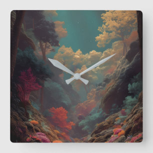 Horloge murale de la forêt enchantée de fantaisie 