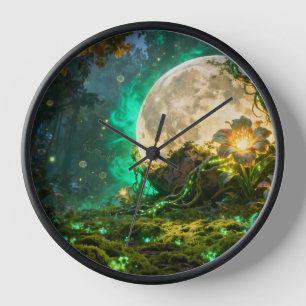 Horloge murale de la forêt lunaire fantastique