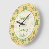 Horloge murale de la marguerite Jaune Vert Campagn (Angle)