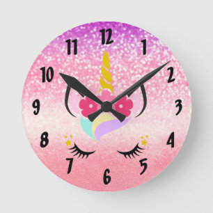 Horloge murale de la Parties scintillant Unicorne 