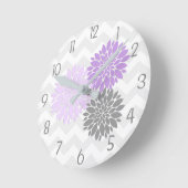 Horloge murale de la pouponnière à fleurs gris pou (Angle)