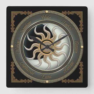 Horloge murale de la roue Pagan Sun et Moon