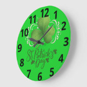 Horloge murale de la Saint-Patrick au trèfle vert (Angle)