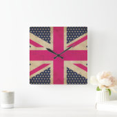 Horloge murale de l'ancien drapeau rose Union Jack (Maison)