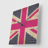 Horloge murale de l'ancien drapeau rose Union Jack (Angle)