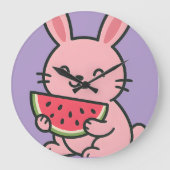 Horloge murale de lapin mignon mangeant une carott (Recto)