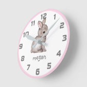 Horloge murale de lapin rose gris (Angle)