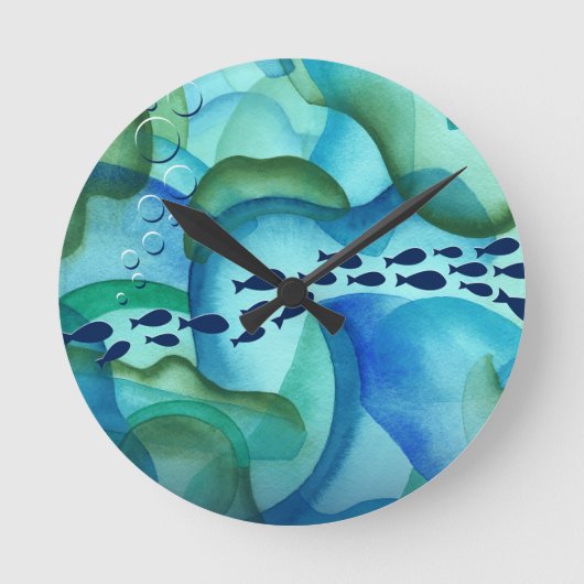 Horloge murale de l'aquarelle du poisson de l'écol (Recto)