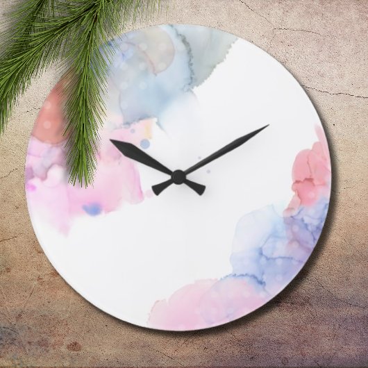 Horloge murale de l'artiste bleu et rose Aquarelle
