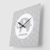 Horloge murale de l'éléphant gris et blanc (Angle)