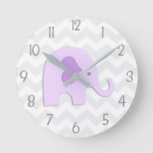Horloge murale de l'éléphant gris pourpre