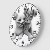 Horloge murale de l'empattement du chiot Kitten (Angle)