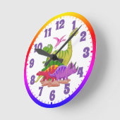 Horloge murale de l'enfant - Dinosaure coloré (Angle)