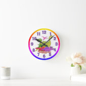 Horloge murale de l'enfant - Dinosaure coloré (Maison)
