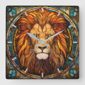 Horloge murale de lion en verre tendu (Recto)