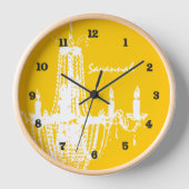 Horloge murale de lustre jaune moutarde personnali (Recto)