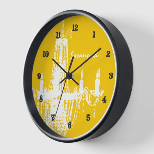 Horloge murale de lustre jaune moutarde personnali (Angle)