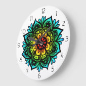 Horloge murale de Mandala colorée (Angle)