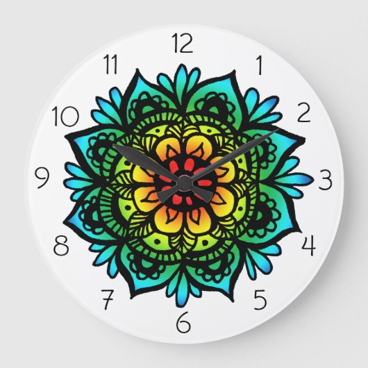 Horloge murale de Mandala colorée (Recto)