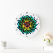 Horloge murale de Mandala colorée (Maison)