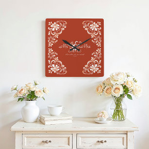 Horloge murale de mariage romantique rouge rouille