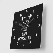 Horloge murale de musculation Keep Calm pour salle (Angle)